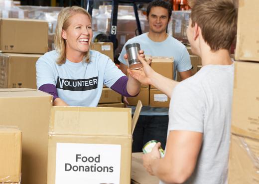 Donating goods, like food, can help alleviate the pressures of donor fatigue.