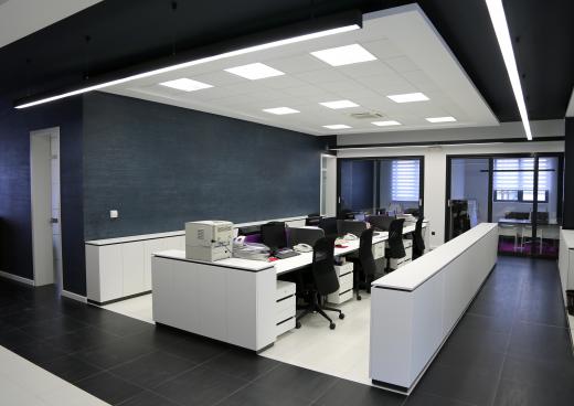 The office landscape includes the ways in which desks and other furniture and fixtures are configured to create an aesthetically pleasing office environment.