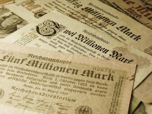 During the interwar years in Germany, the government simply printed more and more banknotes to pay its bills, leading to hyperinflation.