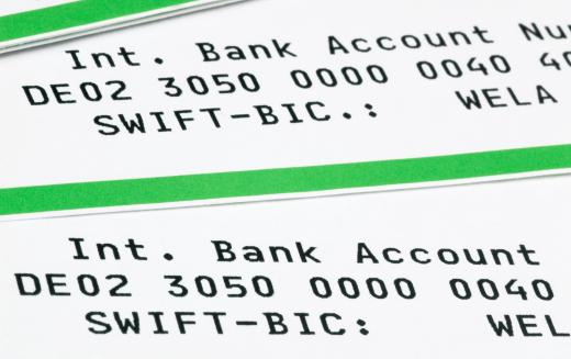 A bank account number is listed along with the SWIFT code, which is a means of identification.